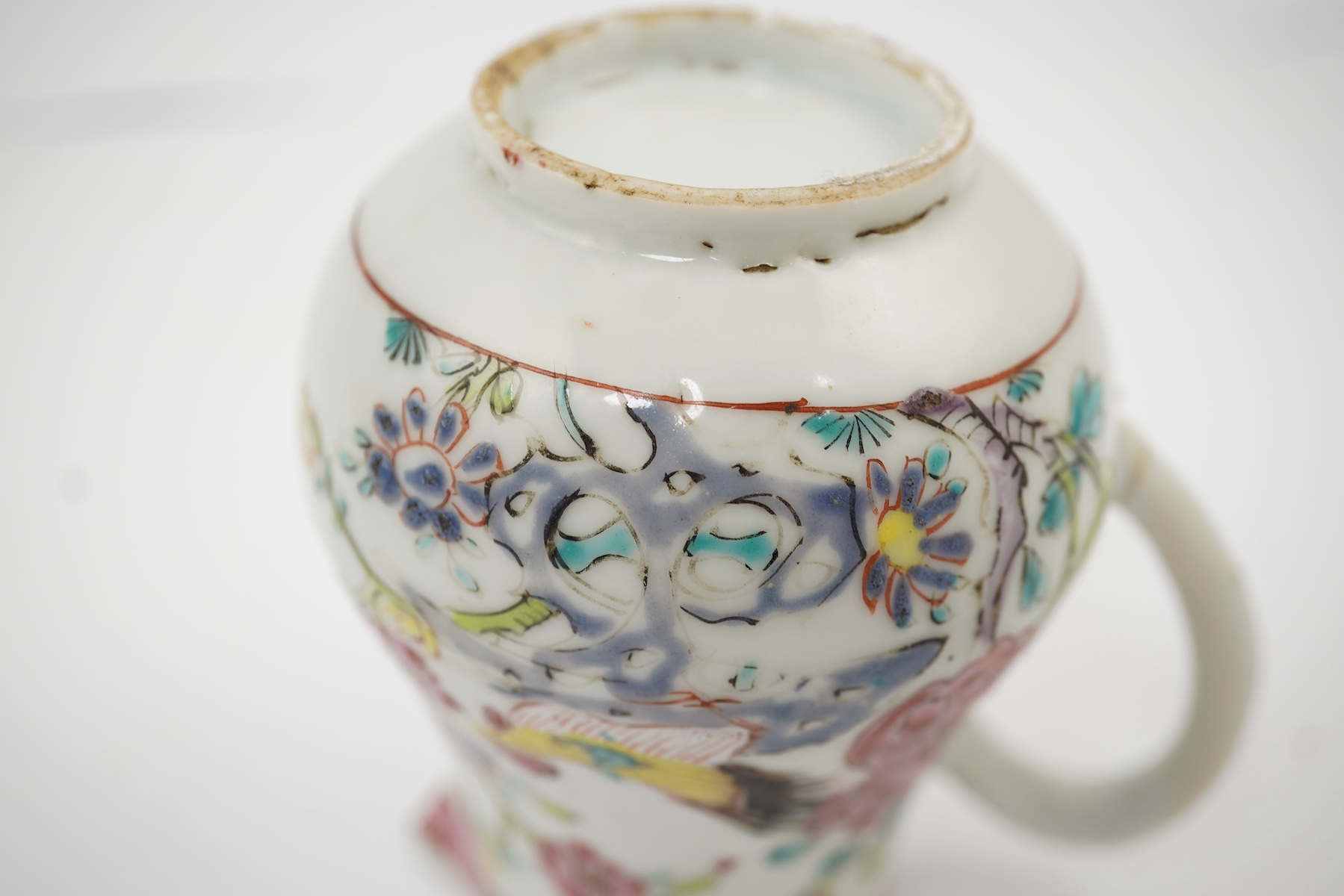 A Chinese famille rose ‘cockerel’ cream jug and cover, Yongzheng period